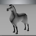 Realistic White Horse 3D Model with Black Mane and Spotted Coat