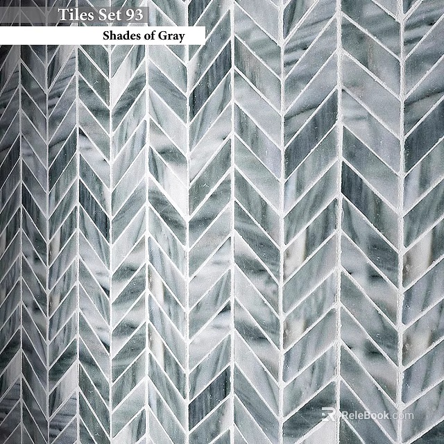 Gray And White Herringbone Pattern Tiles For Interior Wall Decor 3d model