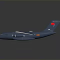 Blue Military Transport Aircraft Model With Four Engines And Red Tail Logo