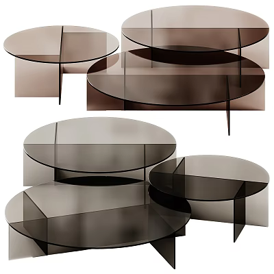 Contemporary Glass Coffee Table Design With Round Top And Sleek Metal Legs 3d model