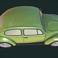 Vintage Green Beetle Car With Rounded Body Design And Shiny Silver Wheels 3d model