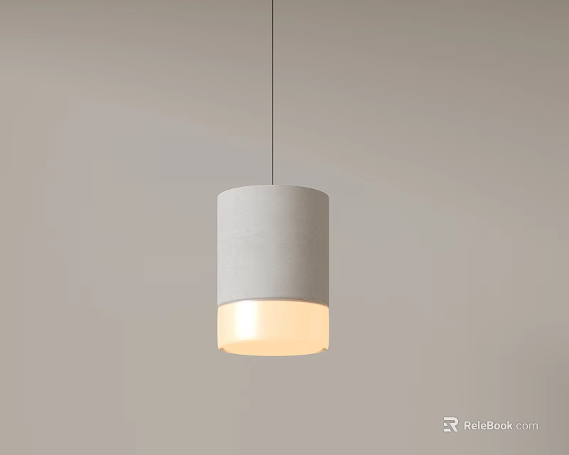 Cylindrical Gray Pendant Light With Warm Glow For Modern Interior Spaces 3d model