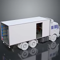 White Box Truck With Open Door And Interior Shelves 3D Model Design