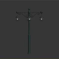 Green Decorative Street Lamp With Ornamental Top And Multiple White Lampshades