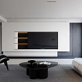Modern Living Dining Room Interior With White Sofa Black Coffee Table And Floor Lamp