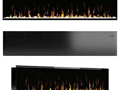 Modern Electric Fireplace With Realistic Flames And Sleek Black Design 3d model