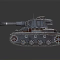 Detailed 3D Tank Model Featuring Turret Cannon Tracks Metal Texture And Reflective Surface On Black Background