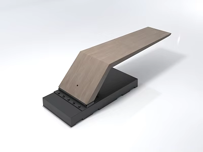 Abstract Modern Sofa Featuring Wooden Slanted Surface And Black Base Design 3d model