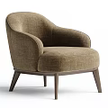 Gray Fabric Upholstered Accent Chair With Wooden Legs And Comfortable Armrests