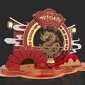Traditional Chinese New Year Decoration With Dragon Lantern And Red Fan Design