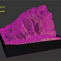 3D Rock Formation Model With People Climbing On Gravel Base And Black Pedestal