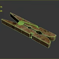 Practical Wooden Clothespin with Green Spring for Household Daily Use and Drying Clothes