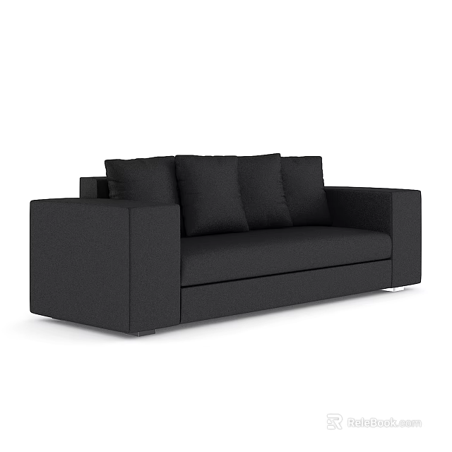 Modern Black Multi Seater Sofa With Comfortable Cushions And Sleek Design 3d model