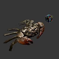 Realistic Crab Figure With Colorful Rubiks Cube On Gray Background