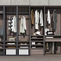 Modern Wardrobe With Glass Doors Hanging Clothes Drawers And Shelves