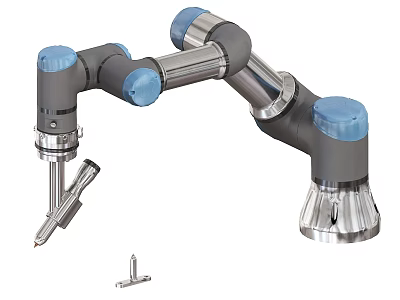 Modern Industrial Robotic Arm With Blue Joints Gray Mechanical Components And Precision Design 3d model