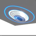 Modern Ceiling Design With Blue Lighting Circular Rings And Star Like Dots 3d model