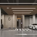 Modern Parking Lot With Entrance Exit Signage Vehicle And Security Barrier