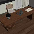 Wooden Writing Desk With Laptop Open Book Table Lamp And Chair In Modern Study Room