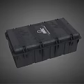 Black Hard Shell Storage Box with Secure Straps and Brand Label Design 3d model