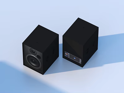 Black Cube Speakers Modern Design Compact Size Home Audio Devices For Living Room 3d model