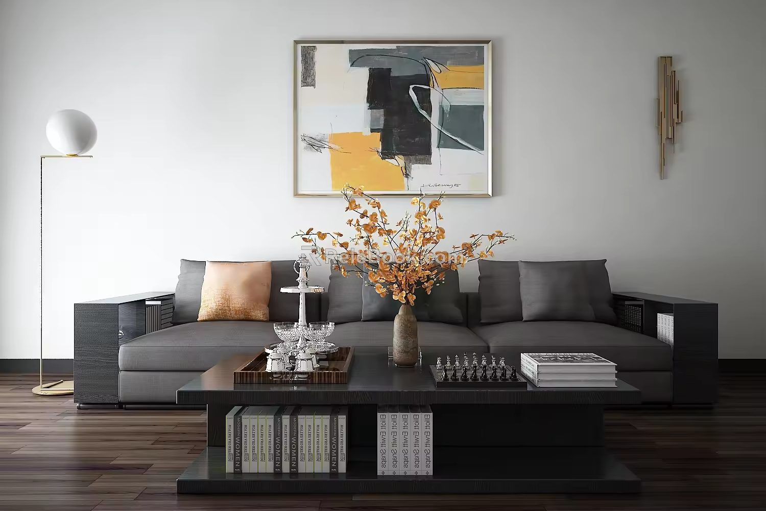 Modern Three-Seat Sofa Combination 3d model