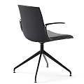 Modern Brown Leather Office Chair With Black Armrests And Five Star Caster Base