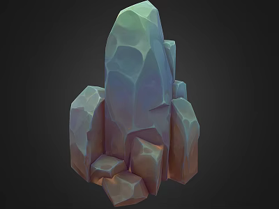 3D Rendered Stacked Rock Formation With Various Sizes Shapes Teal Brown Gradient And Polygonal Texture 3d model