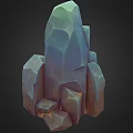 3D Rendered Stacked Rock Formation With Various Sizes Shapes Teal Brown Gradient And Polygonal Texture