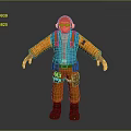 Game Movie Character In Orange And Blue Outfit With Goggles And Brown Boots Standing Pose