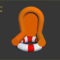 Orange Inflatable Seat With Red And White Lifebuoy Base Structure