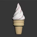 Creamy White Ice Cream In Waffle Cone Topped With Red Sprinkles On Dark Background