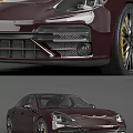 Burgundy Porsche Luxury Sedan With Sleek Sporty Design And Alloy Wheels