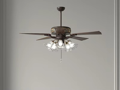 Elegant Vintage Ceiling Fan Chandelier With Crystal Lights And Bronze Design 3d model