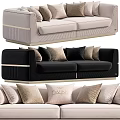Modern Elegant Double Sofa With Velvet Upholstery Decorative Pillows And Gold Accent Trim