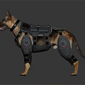 Detailed German Shepherd Sculpture Carving Wearing Tactical Gear Features