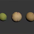 Three Exotic Fruits With Green Purple Striped And Tan Skin Displaying Unique Patterns