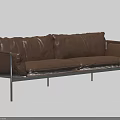 Modern Brown And Black Leather Two Seater Sofa With Metal Legs