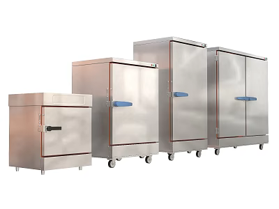 Durable Stainless Steel Commercial Kitchen Appliances With Various Sizes And Wheels 3d model