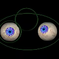Human Eyes With Blue Pupils Red Blood Vessel Patterns And Green Outline On Black Background