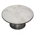 Modern Round Coffee Table Featuring Marble Top And Metal Pedestal Base