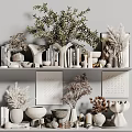 Minimalist Decorative Ornament Set With Vases Books Dried Flowers Sculptures And Shelf Artworks