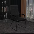 Modern Office Chair With Woven Backrest Metal Armrests And Gray Cushioned Seat