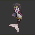 Orca Aquatic Animal Model in Jumping Pose With Black And White Body And Orange Cross Straps