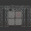 Industrial Metal Frame Structure With Square Panels And Support Beams