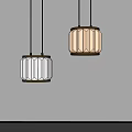 Modern Minimalist Pendant Lights with Textured Cream Shades in Display Area