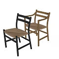 Minimalist Wooden Armchairs With Woven Seats In Natural And Black Tones