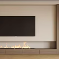 Modern TV Wall Design With Flat Screen TV Fireplace And Wooden Storage Cabinet