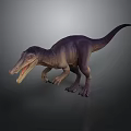Purple And Brown Theropod Dinosaur With Open Mouth In Walking 3D Model Pose