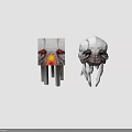 Detailed Fantasy Creature Character Head Designs With Red Eyes Glowing Features And Tentacles